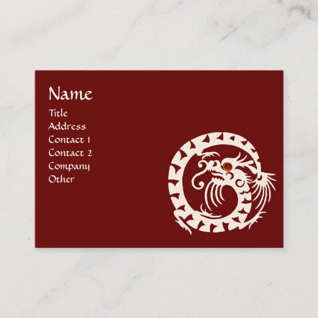 SNAKE DRAGON  RUBY black and white red Business Card (Front)