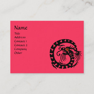 SNAKE DRAGON RUBY black and white red pink Business Card