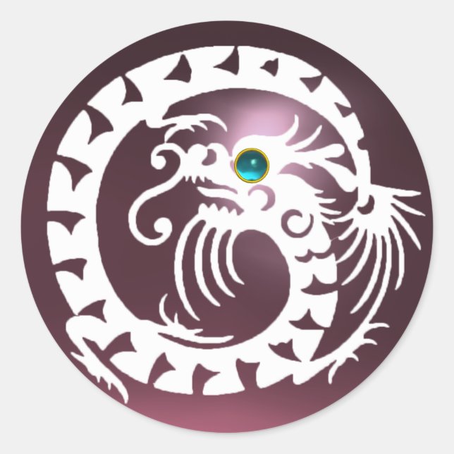 SNAKE DRAGON ,white pink amethyst ,aquamarine blue Classic Round Sticker (Front)