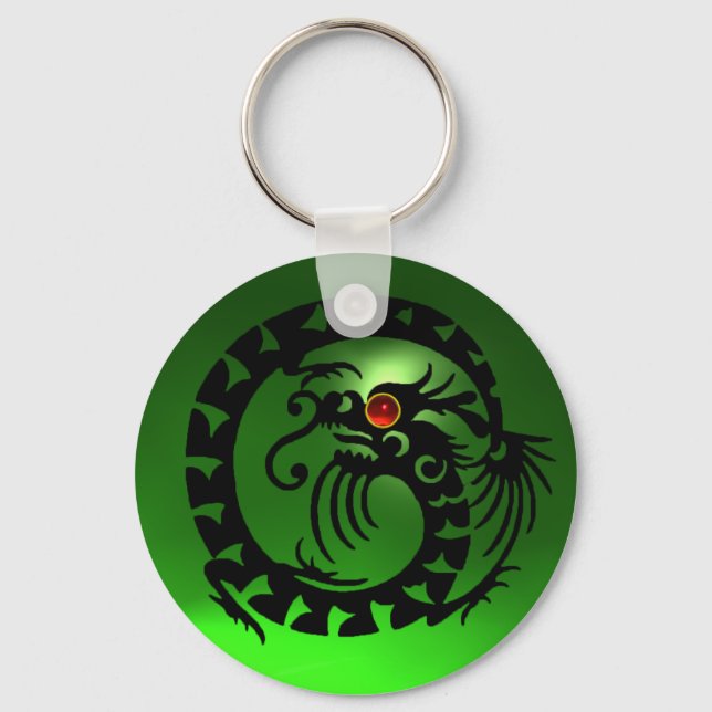 SNAKE DRAGON,white,red pink ruby,yellow topaz Keychain (Front)