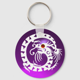 SNAKE DRAGON,white,red ruby,purple amethyst Keychain