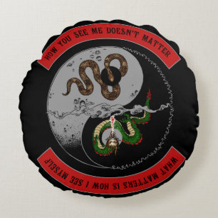 Snake/Dragon Ying/Yang Symbol Round Pillow