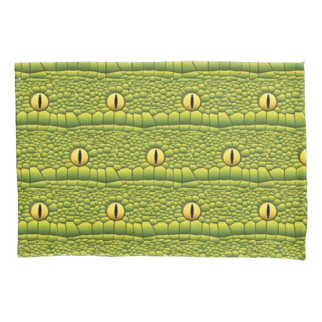 Snake Eyes Pattern - Abstract Green Reptile Pillowcase (Front)