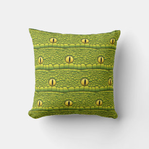 Snake Eyes Pattern - Abstract Green Reptile Throw Pillow