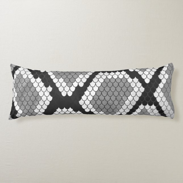 Snake Grey and Light Grey Print Body Pillow (Front)