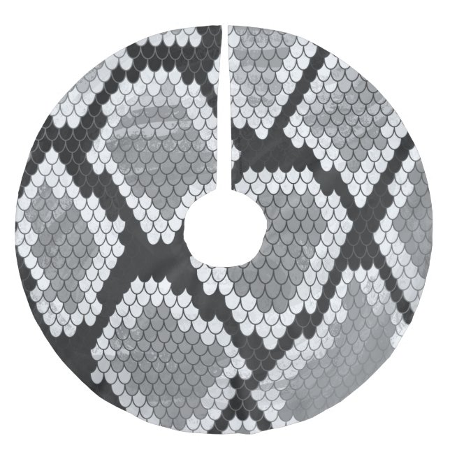 Snake Grey and Light Grey Print Brushed Polyester Tree Skirt (Front)