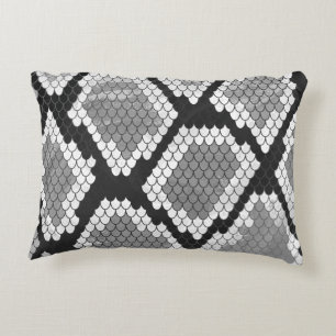Snake Grey and Light Grey Print Decorative Pillow