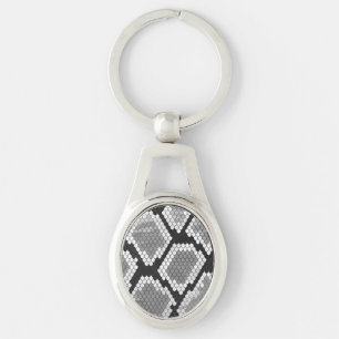 Snake Grey and Light Grey Print Keychain