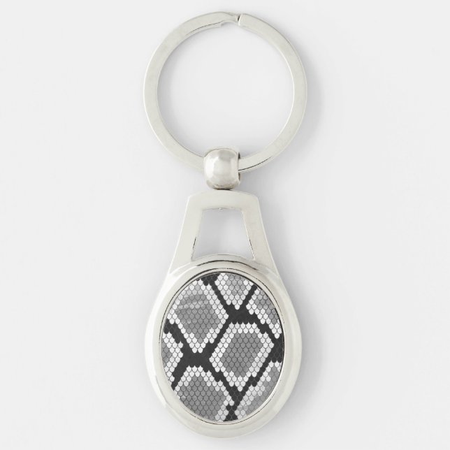 Snake Grey and Light Grey Print Keychain (Front)