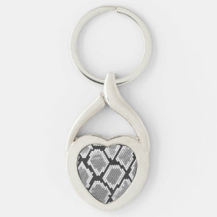 Snake Grey and Light Grey Print Keychain