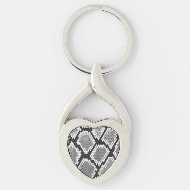 Snake Grey and Light Grey Print Keychain (Front)