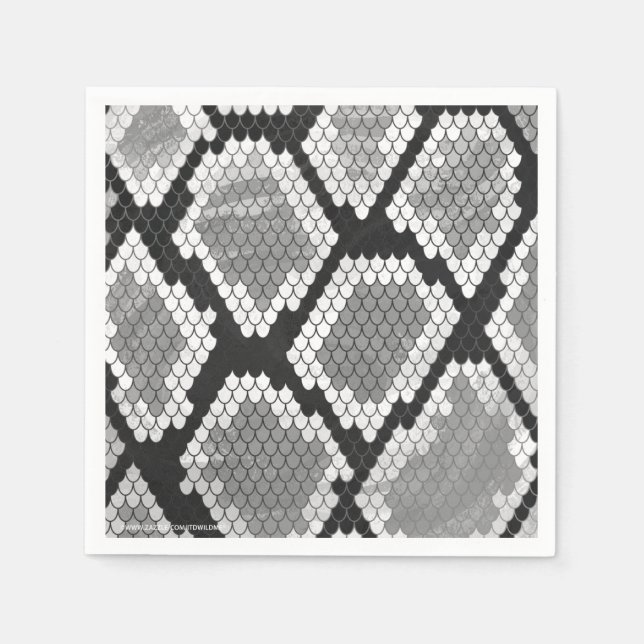 Snake Grey and Light Grey Print Napkin (Front)