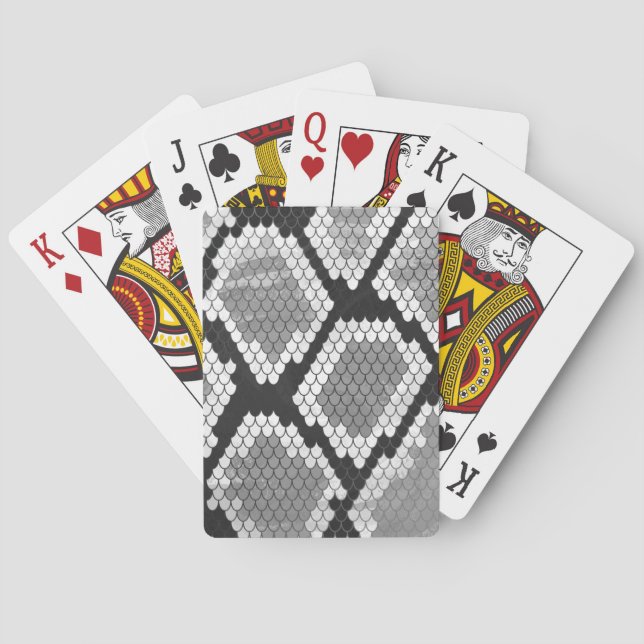 Snake Grey and Light Grey Print Playing Cards (Back)