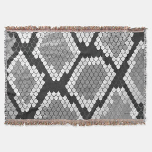 Snake Grey and Light Grey Print Throw Blanket