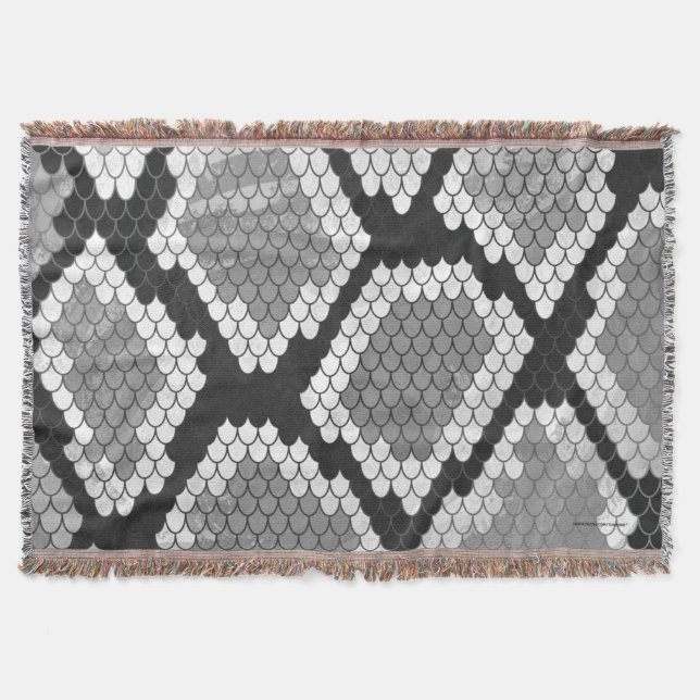 Snake Grey and Light Grey Print Throw Blanket (Front)