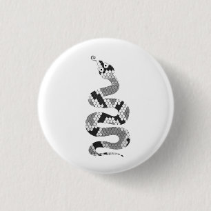 Snake Grey and Light Grey Silhouette 1 Inch Round Button
