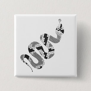 Snake Grey and Light Grey Silhouette 2 Inch Square Button