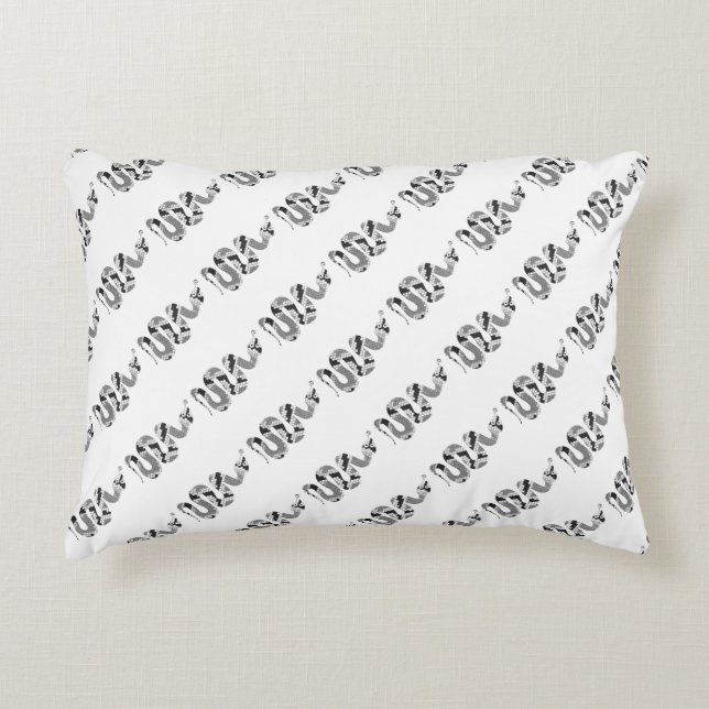 Snake Grey and Light Grey Silhouette Accent Pillow (Front)
