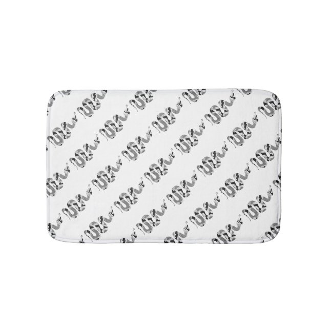 Snake Grey and Light Grey Silhouette Bath Mat (Front)