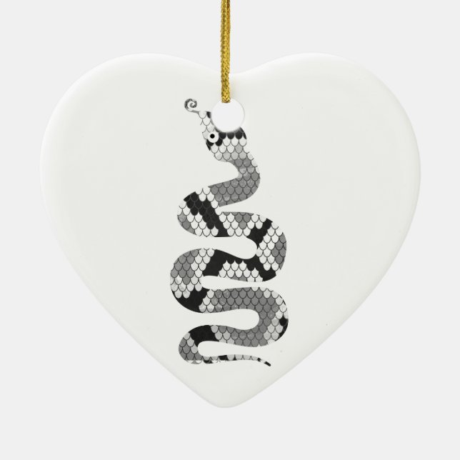 Snake Grey and Light Grey Silhouette Ceramic Ornament (Back)