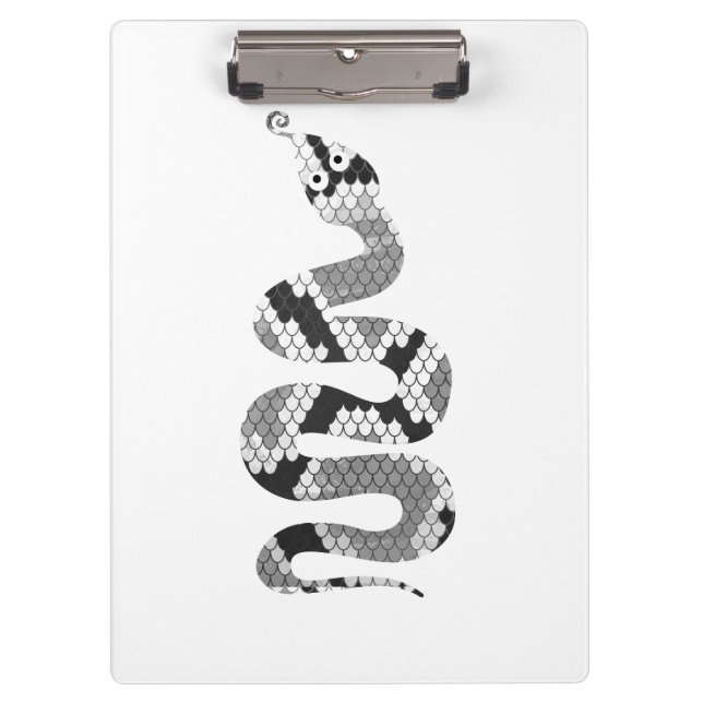 Snake Grey and Light Grey Silhouette Clipboard (Front)