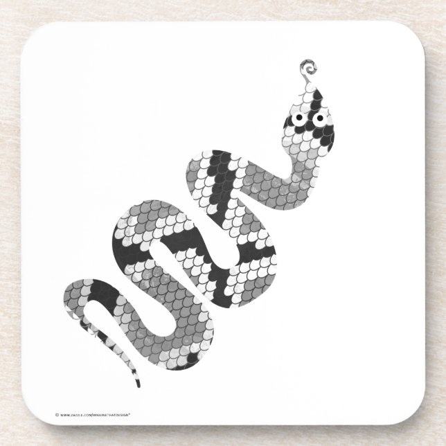 Snake Grey and Light Grey Silhouette Coaster (Front)