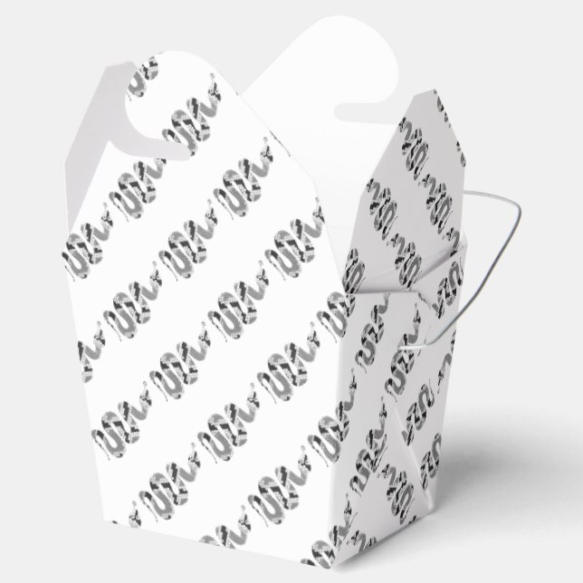 Snake Grey and Light Grey Silhouette Favor Box (Opened)