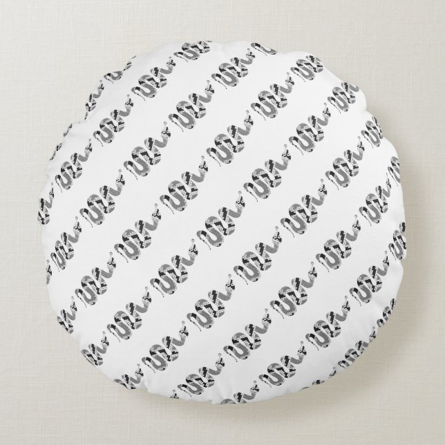 Snake Grey and Light Grey Silhouette Round Pillow (Front)