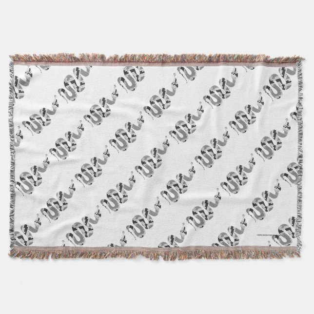 Snake Grey and Light Grey Silhouette Throw Blanket (Front)