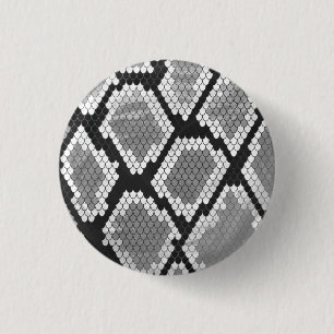 Snake Grey, White and Black Print 1 Inch Round Button