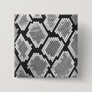 Snake Grey, White and Black Print 2 Inch Square Button