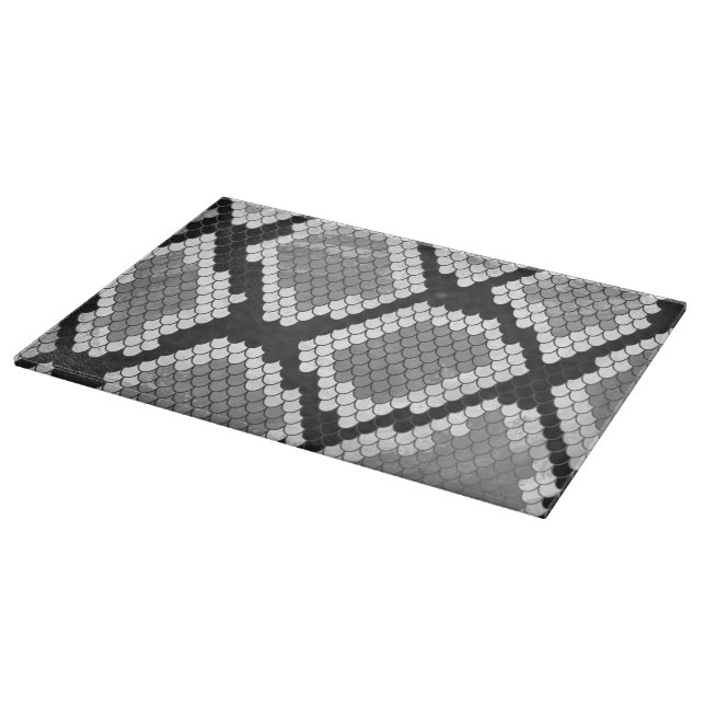 Snake Grey, White and Black Print Cutting Board (Corner)