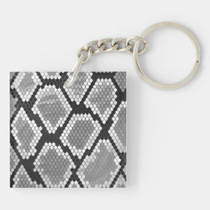 Snake Grey, White and Black Print Keychain