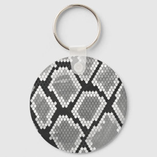 Snake Grey, White and Black Print Keychain