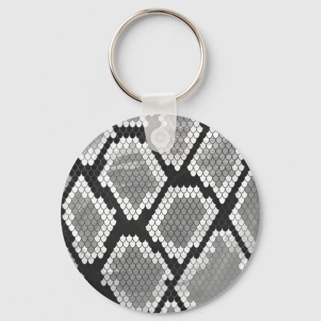 Snake Grey, White and Black Print Keychain (Front)