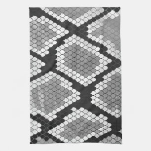 Snake Grey, White and Black Print Kitchen Towel