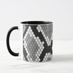 Snake Grey, White and Black Print Mug