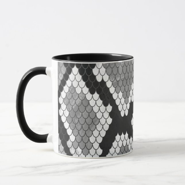 Snake Grey, White and Black Print Mug (Left)