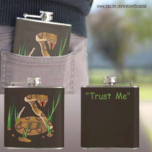 Snake in the Grass Square Sticker Hip Flask