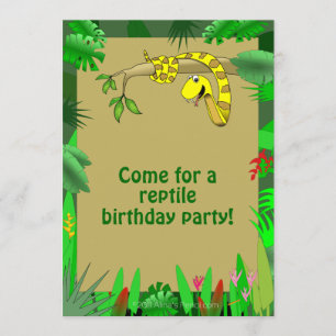 Snake in Tree Custom Reptile Birthday Invitations