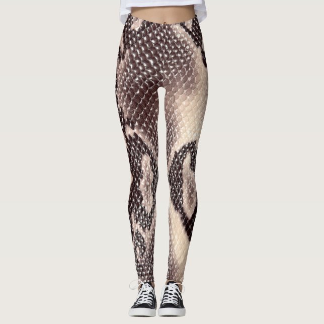 Snake leather: seamless brown texture leggings (Front)