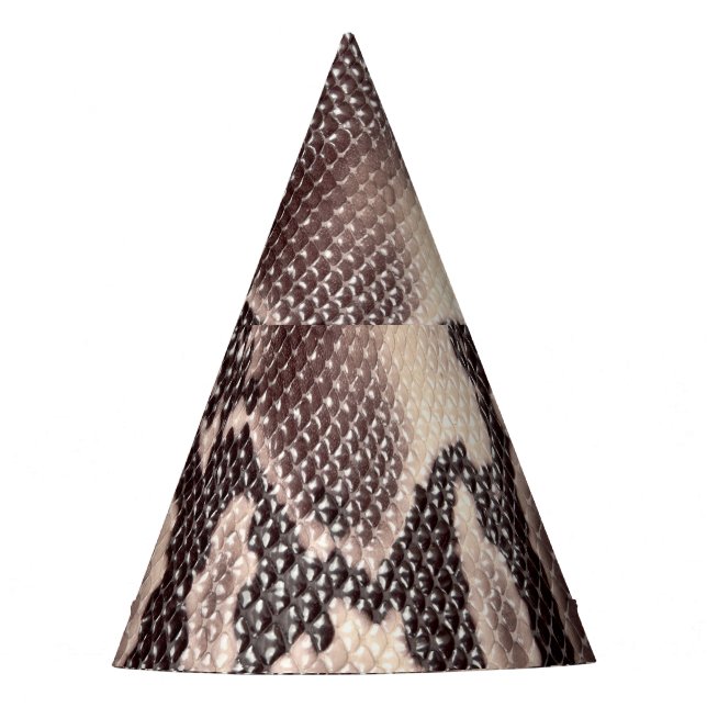 Snake leather: seamless brown texture party hat (Front)