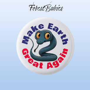 Snake, Make Earth Great Again, Cute Environmental 1 Inch Round Button