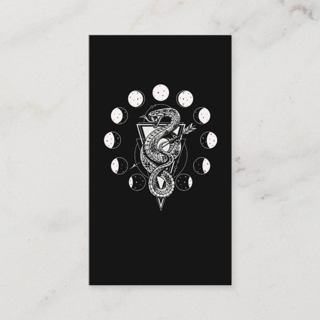 Snake Moon Phases Geometry Witch Crescent Business Card (Front)
