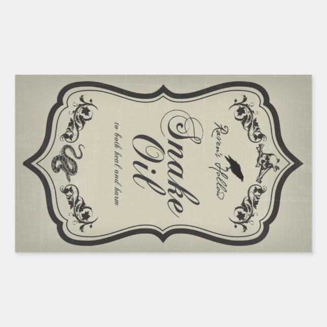 Snake Oil Halloween Jar Sticker Label (Front)