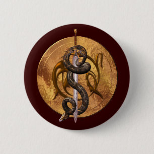 Snake on a Sword 2 Inch Round Button