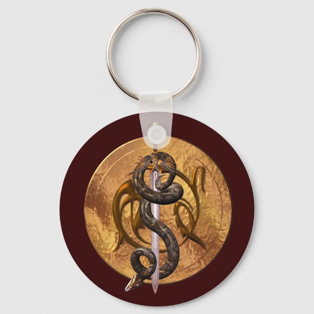 Snake on a Sword Keychain (Front)