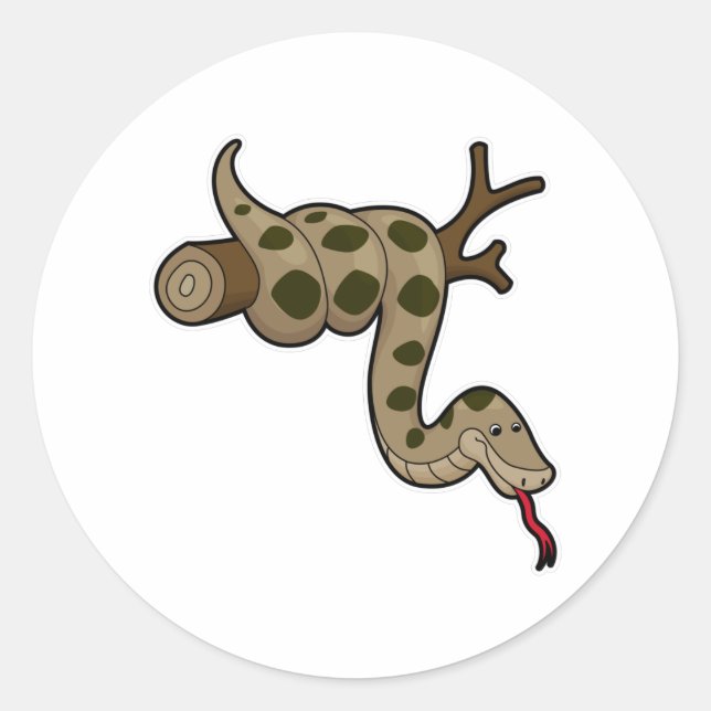 Snake on Branch Classic Round Sticker (Front)