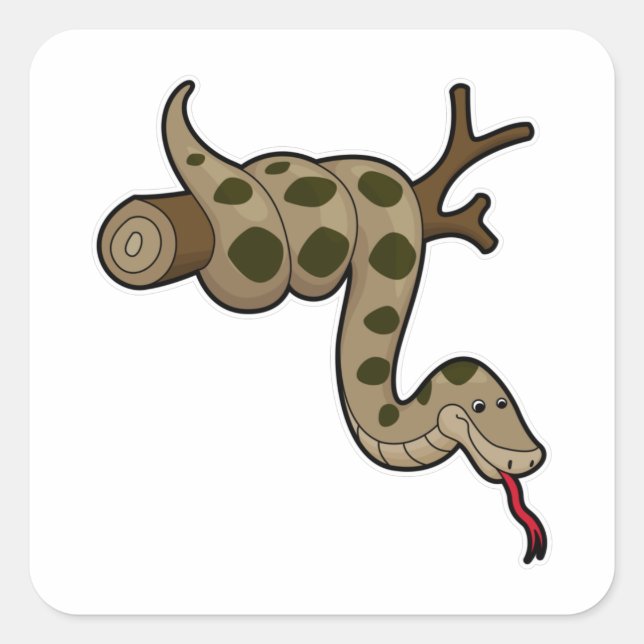 Snake on Branch Square Sticker (Front)