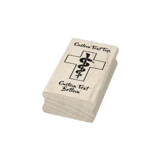 Snake on Cross Rubber Stamp